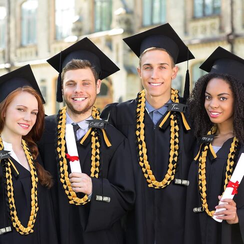 Geyee Graduation Leis 2024 مع قلم حامل المال أضف وشاح التخرج الخاص بك من فئة 2024 Ribbon Lei Braided Gold Necklace لمستلزمات حفلات التخرج بالمدرسة الثانوية، 47.2 بوصة in Saudi Arabia