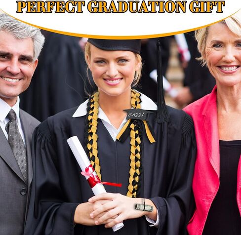 Geyee Graduation Leis 2024 مع قلم حامل المال أضف وشاح التخرج الخاص بك من فئة 2024 Ribbon Lei Braided Gold Necklace لمستلزمات حفلات التخرج بالمدرسة الثانوية، 47.2 بوصة in Saudi Arabia