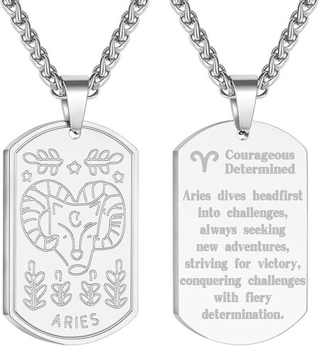 زودياك علامة الكلب علامة قلادة للرجال الأولاد، الفولاذ المقاوم للصدأ ابراج علم التنجيم سلسلة بدلاية هدايا عيد ميلاد مجوهرات 24 بوصة in Kuwait