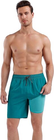 MILANKERR سروال سباحة رجالي مقاس 7 بوصة مع بطانة مضغوطة، سروال سباحة رجالي مع بطانة موجزة من الملاكم شورت سباحة سريع الجفاف in Kuwait