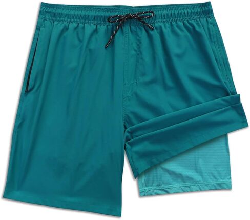 MILANKERR سروال سباحة رجالي مقاس 7 بوصة مع بطانة مضغوطة، سروال سباحة رجالي مع بطانة موجزة من الملاكم شورت سباحة سريع الجفاف in Kuwait