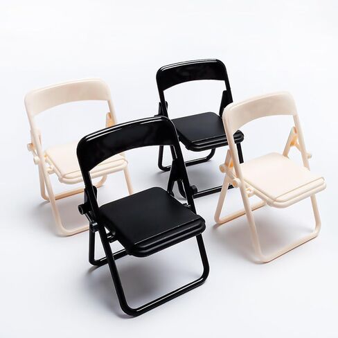 12 قطعة كراسي قابلة للطي مصغرة بمقياس 1:6 كرسي صغير أبيض وأسود قابل للطي كرسي بلاستيكي صغير للمنزل الصغير ملحقات أثاث مصغر الديكور in Kuwait