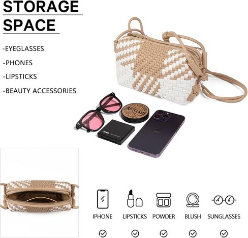 Woven Crossbody bags for women,Small Super cute bag Cell Phone Crossbody Bags Ultra Soft Shoulder Slouchy Handbags in Kuwait