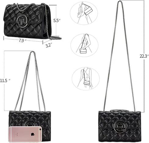 Crossbody Purses for Women Trendy, Small Black Purse Cross Body,Quilted Crossbody Bag Women,Mini Cute Handbag in Saudi Arabia