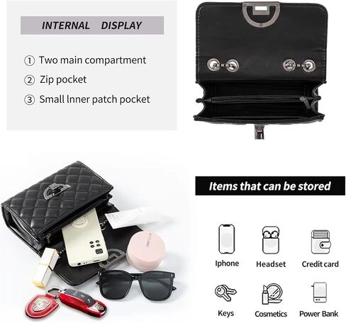 Crossbody Purses for Women Trendy, Small Black Purse Cross Body,Quilted Crossbody Bag Women,Mini Cute Handbag in Saudi Arabia