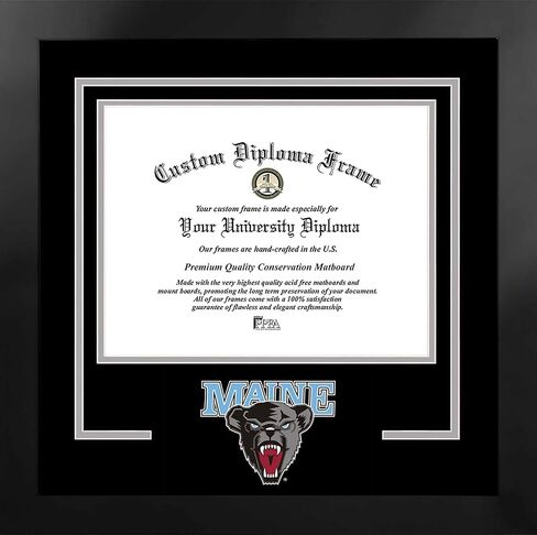 Campus Images NCAA Maine Black Bears Unisex Spirit Diploma Manhattan Black Frame with Bonus Lithograph, Black, One Size in Saudi Arabia