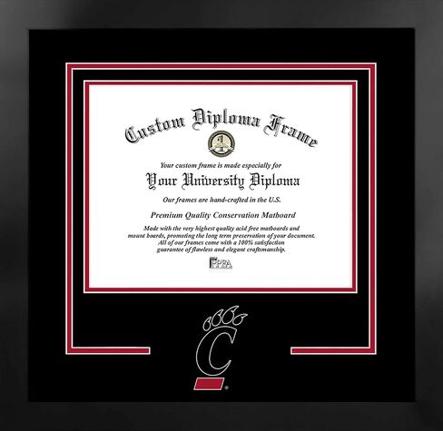 Campus Images NCAA Cincinnati Bearcats Unisex Spirit Diploma Manhattan Black Frame with Bonus Lithograph, Black, One Size in Saudi Arabia