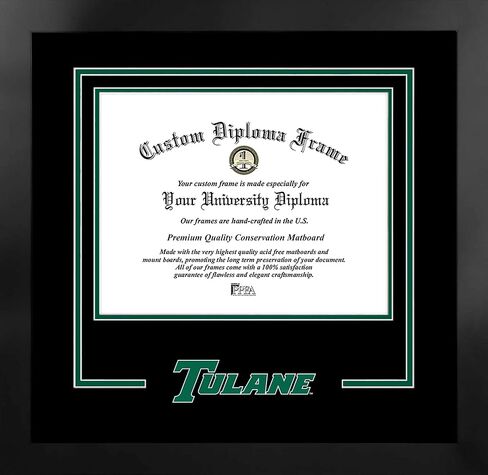 Campus Images NCAA Tulane Green Wave Unisex Spirit Diploma Manhattan Black Frame with Bonus Lithograph, Black, One Size in Saudi Arabia