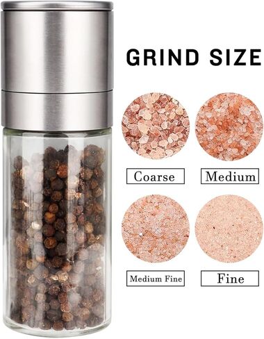 Gulex® مطحنة ملح فلفل مطحنة فلفل، مطحنة ملح قابلة لإعادة الملء، مطحنة فلفل أسود خشنة قابلة للتعديل، شاكر ملح البحر من الفولاذ المقاوم للصدأ مع دوار سيراميك (قطعة واحدة) in Kuwait