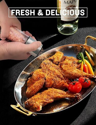 Gulex® مطحنة ملح فلفل مطحنة فلفل، مطحنة ملح قابلة لإعادة الملء، مطحنة فلفل أسود خشنة قابلة للتعديل، شاكر ملح البحر من الفولاذ المقاوم للصدأ مع دوار سيراميك (قطعة واحدة) in Kuwait