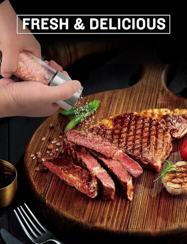 Gulex® مطحنة ملح فلفل مطحنة فلفل، مطحنة ملح قابلة لإعادة الملء، مطحنة فلفل أسود خشنة قابلة للتعديل، شاكر ملح البحر من الفولاذ المقاوم للصدأ مع دوار سيراميك (قطعة واحدة) in Kuwait