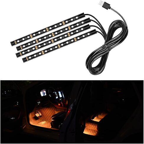 شريط إضاءة LED للسيارة، 48 مصباح LED RGB للجو الداخلي للسيارة، ولاعة سجائر تحت ضوء الليل المحيط بلوحة القيادة، مجموعة إضاءة المصباح الداخلي لإكسسوارات السيارة (أبيض) in Kuwait