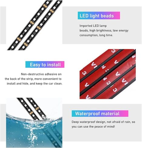 شريط إضاءة LED للسيارة، 48 مصباح LED RGB للجو الداخلي للسيارة، ولاعة سجائر تحت ضوء الليل المحيط بلوحة القيادة، مجموعة إضاءة المصباح الداخلي لإكسسوارات السيارة (أبيض) in Kuwait