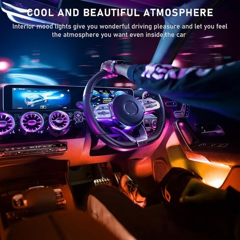 شريط إضاءة LED للسيارة، 48 مصباح LED RGB للجو الداخلي للسيارة، ولاعة سجائر تحت ضوء الليل المحيط بلوحة القيادة، مجموعة إضاءة المصباح الداخلي لإكسسوارات السيارة (أبيض) in Kuwait