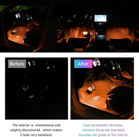 شريط إضاءة LED للسيارة، 48 مصباح LED RGB للجو الداخلي للسيارة، ولاعة سجائر تحت ضوء الليل المحيط بلوحة القيادة، مجموعة إضاءة المصباح الداخلي لإكسسوارات السيارة (أبيض) in Kuwait