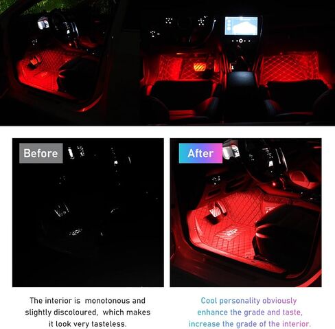 شريط إضاءة LED للسيارة، 48 مصباح LED RGB للجو الداخلي للسيارة، ولاعة سجائر تحت ضوء الليل المحيط بلوحة القيادة، مجموعة إضاءة المصباح الداخلي لإكسسوارات السيارة (أبيض) in Kuwait
