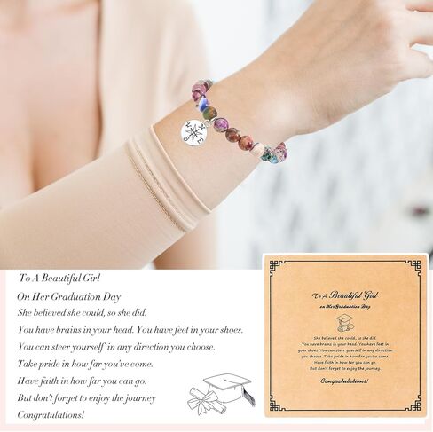 2024 Graduation Gifts for Her, High School College Graduation Gifts for Women, Inspirational Compass Graduation Bracelets with Gift in Saudi Arabia