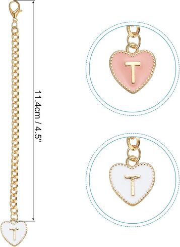 PATIKIL Letter Charm Accessories, 2PCS Heart Shape Name ID Accessories for Tumbler Cup Decoration, Pink&White, Letter T in Saudi Arabia