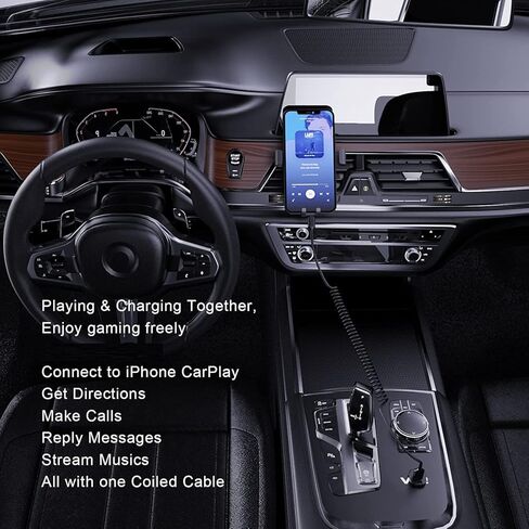 iPhone Charger Cable for Car 6FT, 2 Pack [Apple MFi Certified] Coiled USB to Lightning Cable Compatible for iPhone 14 13 12 11 Pro Max XS XR X 8 7 6 iPad, Black in Kuwait