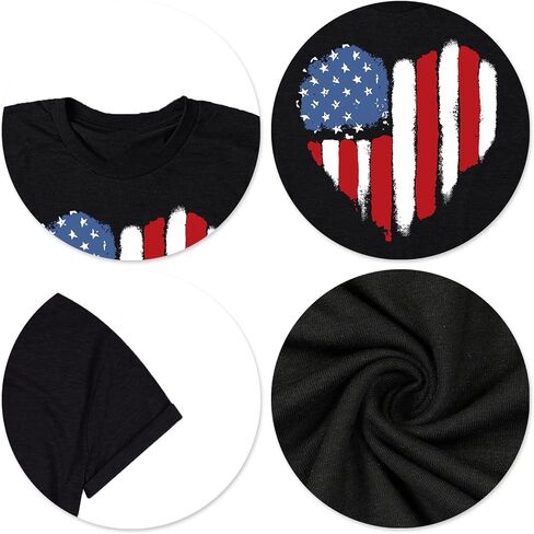 VVNTY American Flag Heart Shirt Women Patriotic T-Shirt 4th of July Graphic Tees Shirts USA Flag Star Stripe Tops in Saudi Arabia