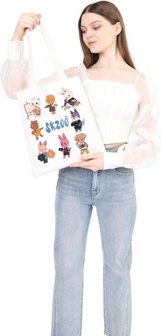 WSNANG SKZ K-POP مجموعة هدية SKZ حقيبة تسوق من القماش البقاء الهدايا Fandom SKZ المشجعين حقيبة كتف K-POP الموسيقى عاشق ميرش in Kuwait