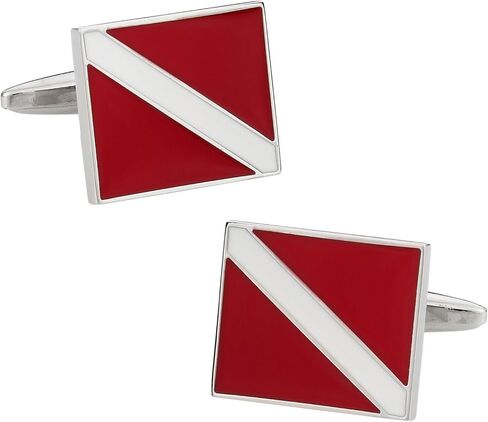 Scuba Diver's Dive Flag Cufflinks with Presentation Box - Scuba Cufflinks for Special Occasions Gift Cufflinks Shirt Accessories Storage Travel Box in Saudi Arabia