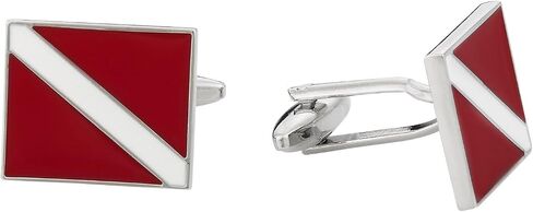 Scuba Diver's Dive Flag Cufflinks with Presentation Box - Scuba Cufflinks for Special Occasions Gift Cufflinks Shirt Accessories Storage Travel Box in Saudi Arabia