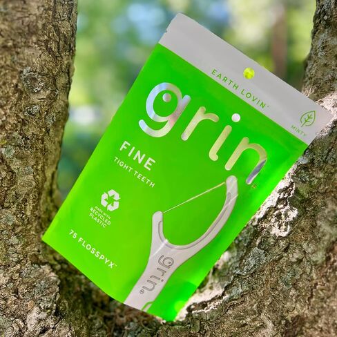 GRIN Fine Flosspyx، خيط تنظيف الأسنان، عدد 75، خيط تنظيف الأسنان، نكهة النعناع، ​​بلاستيك معاد تدويره، خيط تنظيف ناعم فائق القوة، أسنان مشدودة، رأس خيط تنظيف ممتاز أطول، يتضمن عود أسنان آمن قابل للطي للخلف in Kuwait