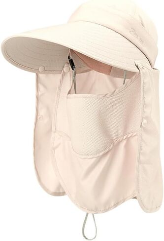 Women Wide Brim Foldable Sun Hat Foldable Fishing Hats Sun Protection Caps with Face Mask Neck Flap Visor Hat Garden in Saudi Arabia