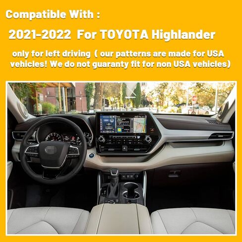 Dashboard Dash Board Cover Mat Pad Carpet Non-Slip Custom Compatible with Toyota Highlander 4th Generation 2021 2022 Protector Sunshield Highlander(Without HUD). in Saudi Arabia
