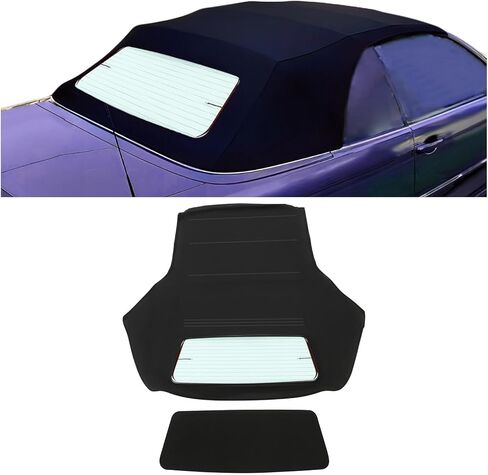 KUAFU قمة ناعمة قابلة للتحويل متوافقة مع 2000-2006 BMW 3 Series E46 غطاء من الفينيل من قماش الشراع الأسود ونافذة زجاجية ساخنة in Kuwait