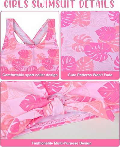 طقم بيكيني للفتيات من PASHOP مكون من 3 قطع، ملابس سباحة مع سروال سباحة وتنورة غطاء، مقاوم للماء سريع الجفاف مناسب للشاطئ in Kuwait