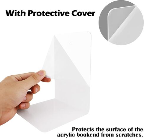 8 PCS Acrylic Book Ends, Bookends for Shelves, Clear Book Holder, Decorative Bookshelf Organizer, Bookend for Heavy Books for Bedroom Tabletop Library Office School Supplies Stationery Gift in Kuwait