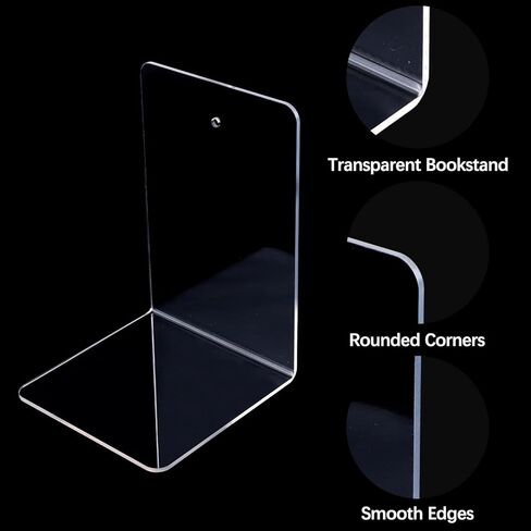 8 PCS Acrylic Book Ends, Bookends for Shelves, Clear Book Holder, Decorative Bookshelf Organizer, Bookend for Heavy Books for Bedroom Tabletop Library Office School Supplies Stationery Gift in Kuwait