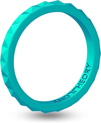 Knot Theory Stackable Silicone Wedding Rings for Women – Thin Pyramid Braided Twist Band Pack Sets in Rose Gold Silver Pink Purple Turquoise White - Gifts for Her - Wife Gift from Husband in Saudi Arabia