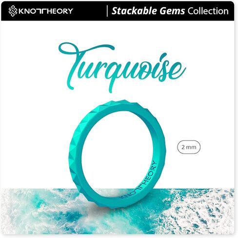 Knot Theory Stackable Silicone Wedding Rings for Women – Thin Pyramid Braided Twist Band Pack Sets in Rose Gold Silver Pink Purple Turquoise White - Gifts for Her - Wife Gift from Husband in Saudi Arabia