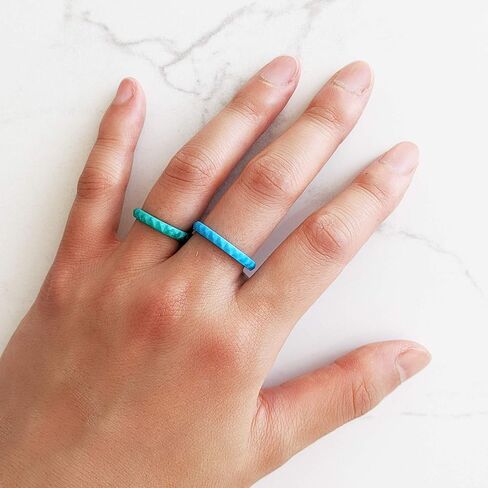 Knot Theory Stackable Silicone Wedding Rings for Women – Thin Pyramid Braided Twist Band Pack Sets in Rose Gold Silver Pink Purple Turquoise White - Gifts for Her - Wife Gift from Husband in Saudi Arabia