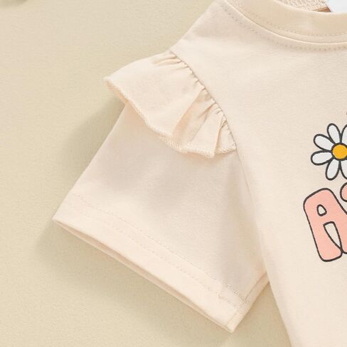Toddler Baby Girl Summer Outfits Aunties Bestie Era Ruffle Short Sleeve Daisy T-Shirt Tops Shorts 2Pcs Clothes Set in Kuwait