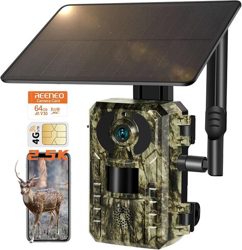 4G LTE 2.5K Live Feed Cellular Trail Camera, Game Trail Cameras That Send Pictures to Cell Phone with Night Vision Motion Activated IP66 Waterproof, 0.2S Trigger Time with SIM&64GB SD Card in Kuwait