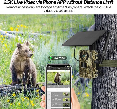 4G LTE 2.5K Live Feed Cellular Trail Camera, Game Trail Cameras That Send Pictures to Cell Phone with Night Vision Motion Activated IP66 Waterproof, 0.2S Trigger Time with SIM&64GB SD Card in Kuwait