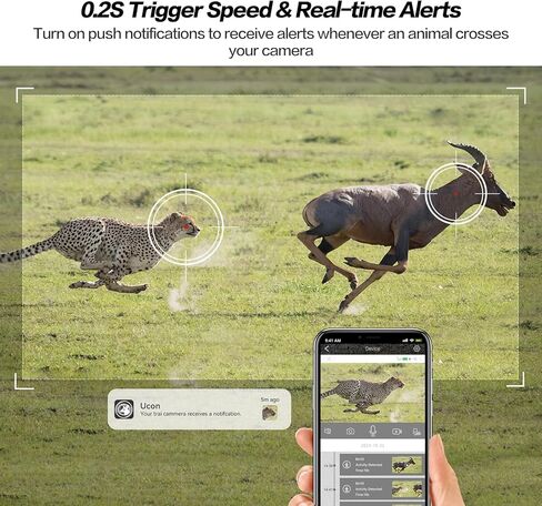 4G LTE 2.5K Live Feed Cellular Trail Camera, Game Trail Cameras That Send Pictures to Cell Phone with Night Vision Motion Activated IP66 Waterproof, 0.2S Trigger Time with SIM&64GB SD Card in Kuwait