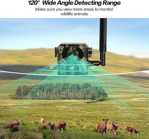 4G LTE 2.5K Live Feed Cellular Trail Camera, Game Trail Cameras That Send Pictures to Cell Phone with Night Vision Motion Activated IP66 Waterproof, 0.2S Trigger Time with SIM&64GB SD Card in Kuwait