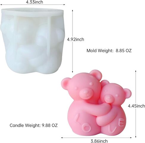 Large Hug Bear Silicone Mold - 3D Teddy Bear Candle Mold, Cute Epoxy Resin Molds for DIY Birthday Gifts, Christmas Gifts, Valentines Day Gifts, Wedding Gifts in Saudi Arabia