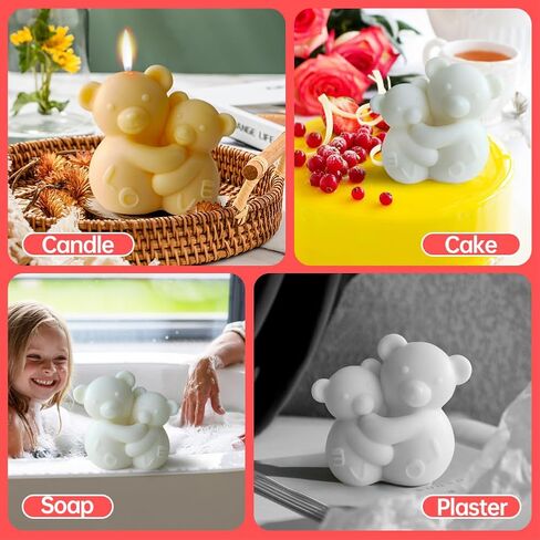Large Hug Bear Silicone Mold - 3D Teddy Bear Candle Mold, Cute Epoxy Resin Molds for DIY Birthday Gifts, Christmas Gifts, Valentines Day Gifts, Wedding Gifts in Saudi Arabia