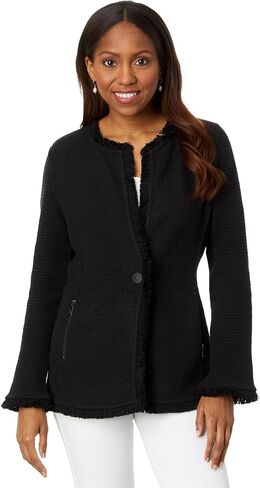 NIC+ZOE Women's Long Fringe Mix Knit Jacket in Saudi Arabia