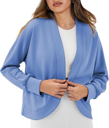 سترة نسائية Airy Essential مقصوصة من الشرنقة وأكمام طويلة مفتوحة من الأمام ملابس خارجية غير رسمية in Kuwait