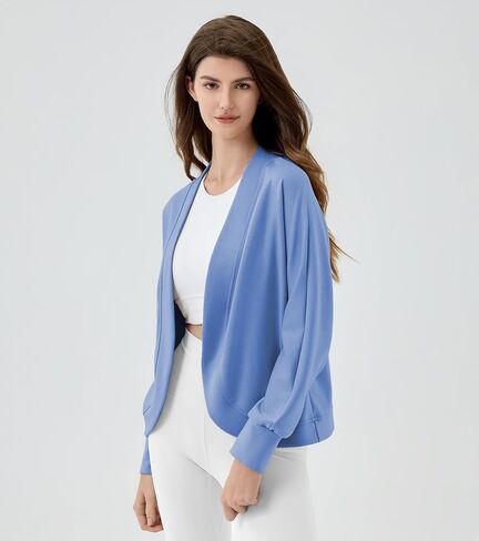 سترة نسائية Airy Essential مقصوصة من الشرنقة وأكمام طويلة مفتوحة من الأمام ملابس خارجية غير رسمية in Kuwait