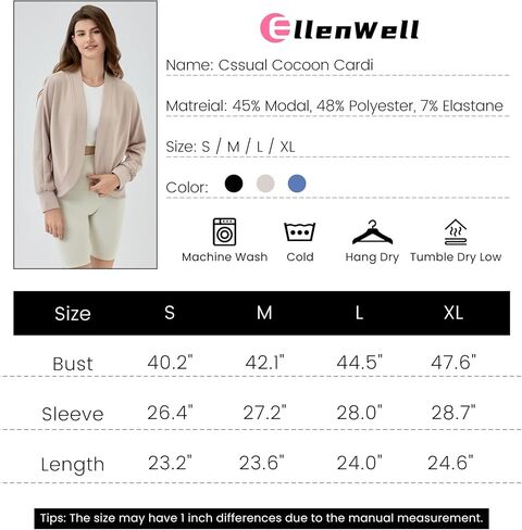 سترة نسائية Airy Essential مقصوصة من الشرنقة وأكمام طويلة مفتوحة من الأمام ملابس خارجية غير رسمية in Kuwait