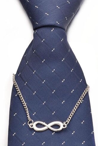 Infinity Tie Chain for Men Silver Vintage Link Groomsmen Tie Clip Party Wedding Jewelry Gift in Saudi Arabia