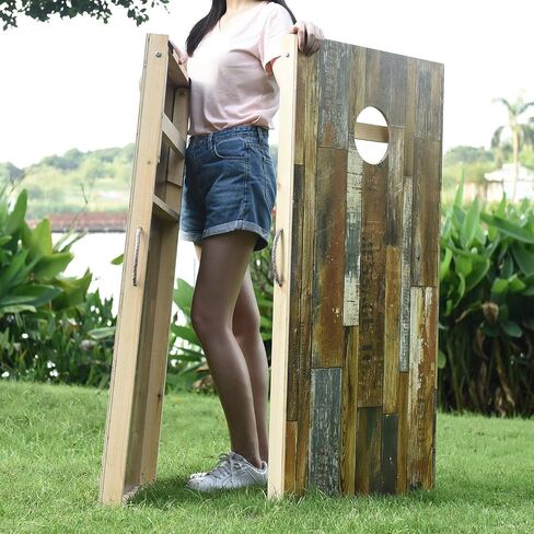 Solid Wood Vintage Cornhole Game Set, Two 4'x2'Cornhole Boards, 8 Cornhole Bags for Indoor and Outdoor Toss Games Competitions, Tournaments in Saudi Arabia